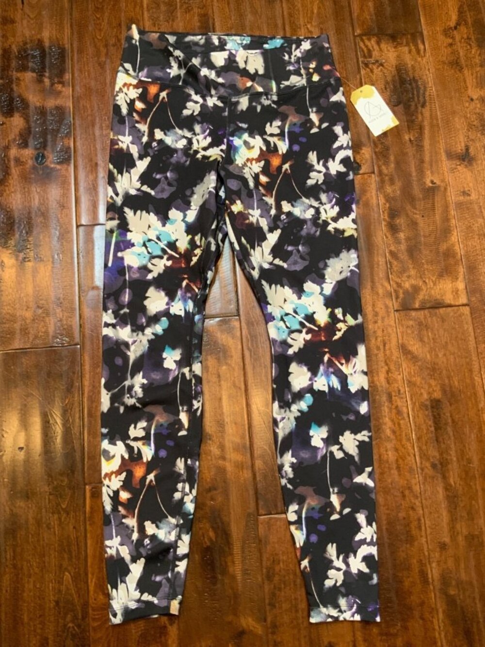 Nike Dri-Fit Black & Multicolor Floral Athletic Leggings Pants, Size L